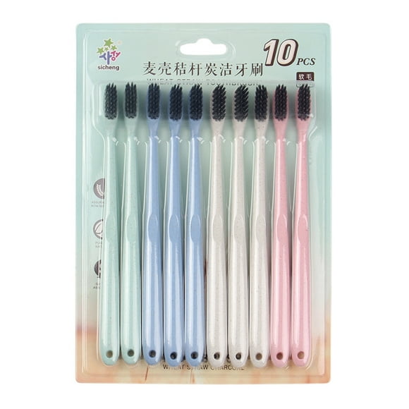 letairis 10pcs Adultes Paille Cheveux Mous Brosse à Dents Brosse de Nettoyage