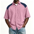 thumbnail image 2 of XuJwPNcy Mens Shirts Lightweight Color Block Button Down Shirts Casual Collared Tops Summer Classic Fit Fashion Clothes, 2 of 7