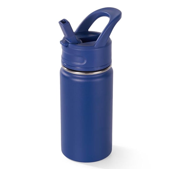 Daluvenix 12oz Insulated Kids Water Bottle with Straw and Carry Handle, Leak-Proof BPA-Free Stainless Steel Bottle, Gradient Blue
