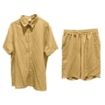 thumbnail image 4 of Short Sets for Men Short Sleeve Button Down Collared Shirt and Bermuda Shorts 2 Piece Matching Set Beach Outfit Set, 4 of 6