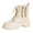Beige, variant on Womens Combat Boots Fashion Fleece Warm Ankle Booties Side Zipper Thick Heel Lace up Shoes for Fall Winter Black 6(37)