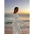 thumbnail image 6 of Women'S Fall Off Shoulder Bodycon Sweater Dress Formal Long Sleeve Elegant Club Party Midi Maxi Dresses White M, 6 of 9