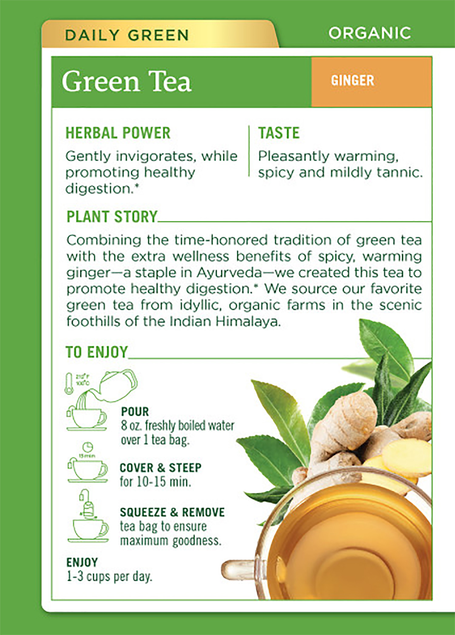 Traditional Medicinals Green Tea with Ginger Green Tea Organic, 16 CT (Pack of 3)