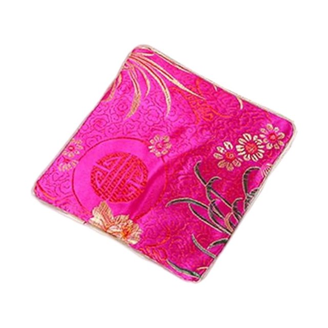 Langgg Ring Necklace Storage Bag Portable Pendant Organizer Earring Jewelry Packaging for Showcase Shop Outdoor Travel Red Pattern Rose Red