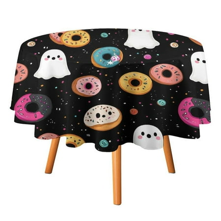 

JINGDS Cute Halloween Ghosts Treats-37 Round Table Cloth Halloween Tablecloth Thanksgiving Day Table Cloth Round Cover Circle Tablecloth for Halloween Thanksgiving Fall Party