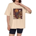 thumbnail image 3 of ADOREJOY Camiseta Oversize para Mujer 2XL Beige con Estampado Floral y Cuello Redondo, 3 of 9