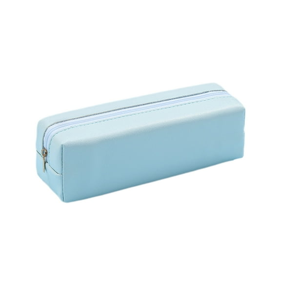 HHBEAUTY PU Leather Pencil Case, Blue, Pencil Case Small Pencil Pouch Aesthetic Pencil Case, Cute Pencil Case Aesthetic, Leather Pencil Pouch Small Pencil Case Cute, Pencil Case for Women Men
