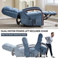 thumbnail image 3 of Dual Motor Power Lift Recliner Chair with Massage and Heat for Elderly, 180° Lying Flat Adjustable Lift Chair with 3 Positions, Solid Wood Armrests and Chenille Fabric, Blue, 3 of 8