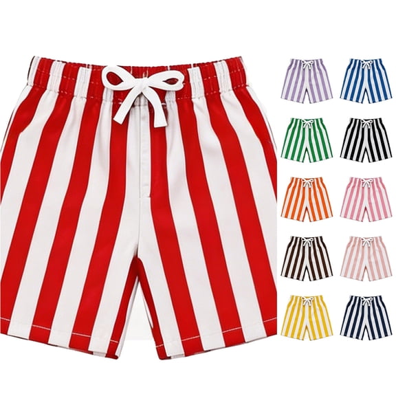HUITKMM Boys Swim Trunks Double Striped Print Beach Shorts Summer Pool
