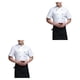 thumbnail image 4 of Kearding Uniforme de Chef de poliéster, delantal de cocina de verano de manga corta, trajes de doble botonadura, camisas para hombres, estilo Type6 NO6, 4 of 6