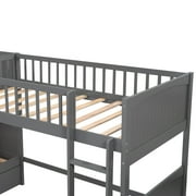 Euroco Wood Bunk Bed Storage, Twin-Over-Twin-Over-Twin for Bedroom, Gray