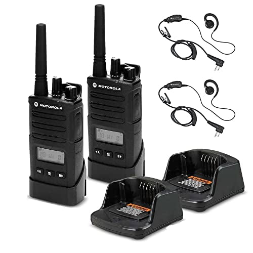 2 x Radio Empresarial Bidireccional Local Motorola RMU2080d con Pantalla (RMU2080d) + 2 x Auriculares PTT Motorola HKLN4604 - Pack de 2 con Pack de Micrófono