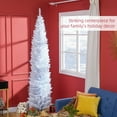 thumbnail image 2 of 8' Artificial Pencil Christmas Tree, Slim Xmas Tree with 618 Realistic Branch Tips and Plastic Stand, White-Does not support self pick up, 2 of 10