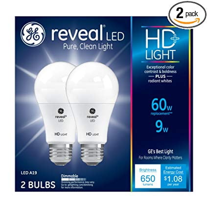General Electric 98877 9W A19 2850 Reveal Heavy Duty LED Light Bulb - Pack of 2