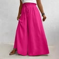 thumbnail image 6 of CLOISE Wide Leg Pants for Women Plus Size Mid Waist Long Pants Elastic Waist Solid Baggy Vacation Outfits Hot Pink 5XL, 6 of 6