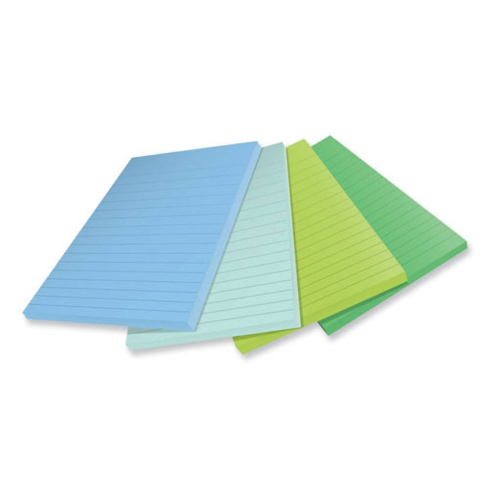 100% recycled paper super sticky notes, ruled, 4" x 6", oasis, 45 sheets/pad, 4 pads/pack | Bundle of 2 Packs