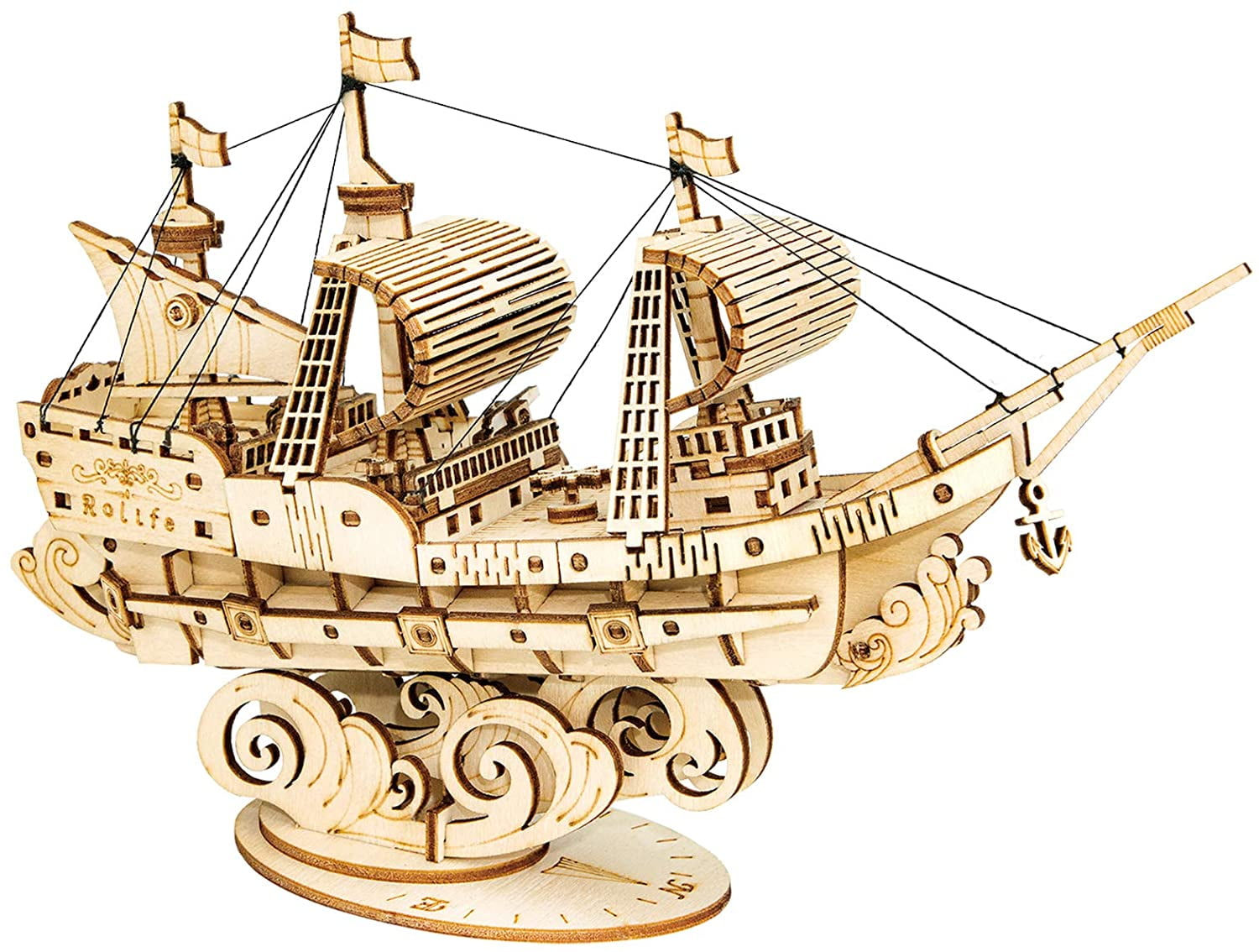 Fishing Ship Rolife 3D Wooden Puzzle Ship Models Building Kits Gift for Adults and Kids 