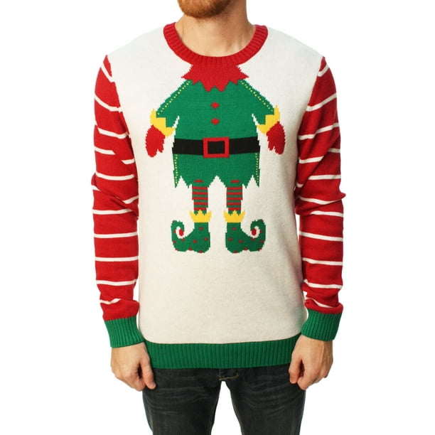 Ugly Christmas Sweater - Ugly Christmas Sweater Men's Elf Head Pullover ...