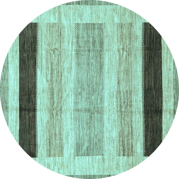 Ahgly Company Indoor Round Abstract Light Blue Modern Area Rugs, 6' Round