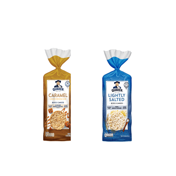 Quaker Rice Cakes Variety Bundle - Pack Of 2 Flavors,Caramel Corn,Lightly salted..