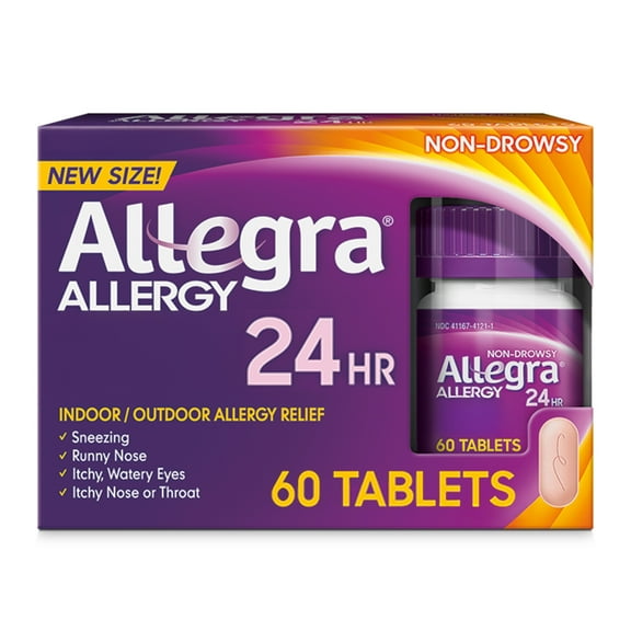 Allegra Adult 24-Hour Allergy Relief Tablets, Non-Drowsy, 180 mg Fexofenadine HCI, 60 Count