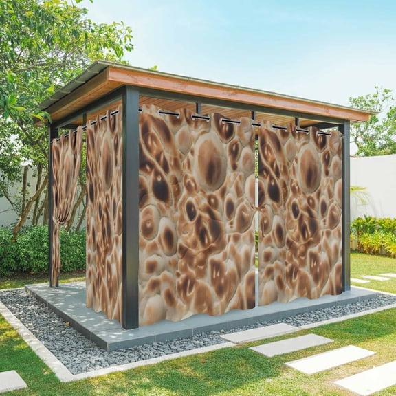 2 Panels Outdoor Curtains for Patio Waterproof 54"x108" Bread Weatherproof Privacy Outsides Curtains, Brown Farmhouse Chic Abstract Food Texture Grommet Thermal Drapes for Cabana Porch Pergola
