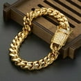 thumbnail image 5 of Men's Gold Plated Stainless Steel Curb Cuban Link Miami Chain CZ Bracelet, 5 of 5
