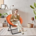 thumbnail image 2 of Adult saucer chair - oversized foldable faux fur lounge chair con gold metal frame, comfy seat para dormitorio, dorm o sala de estar (orange), 2 of 7