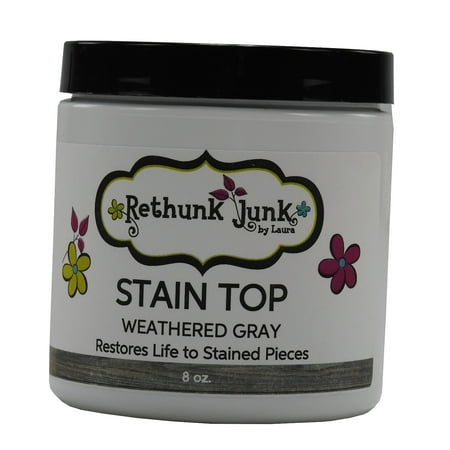 Rethunk Junk by Laura 8 oz. Stain Top - Restore Life to Stained Pieces - Weathered (Best Weathered Gray Stain)