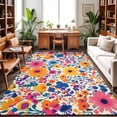 Area Rug 5x7ft Flowers Washable Area Rugs for Living Room Colorful ...