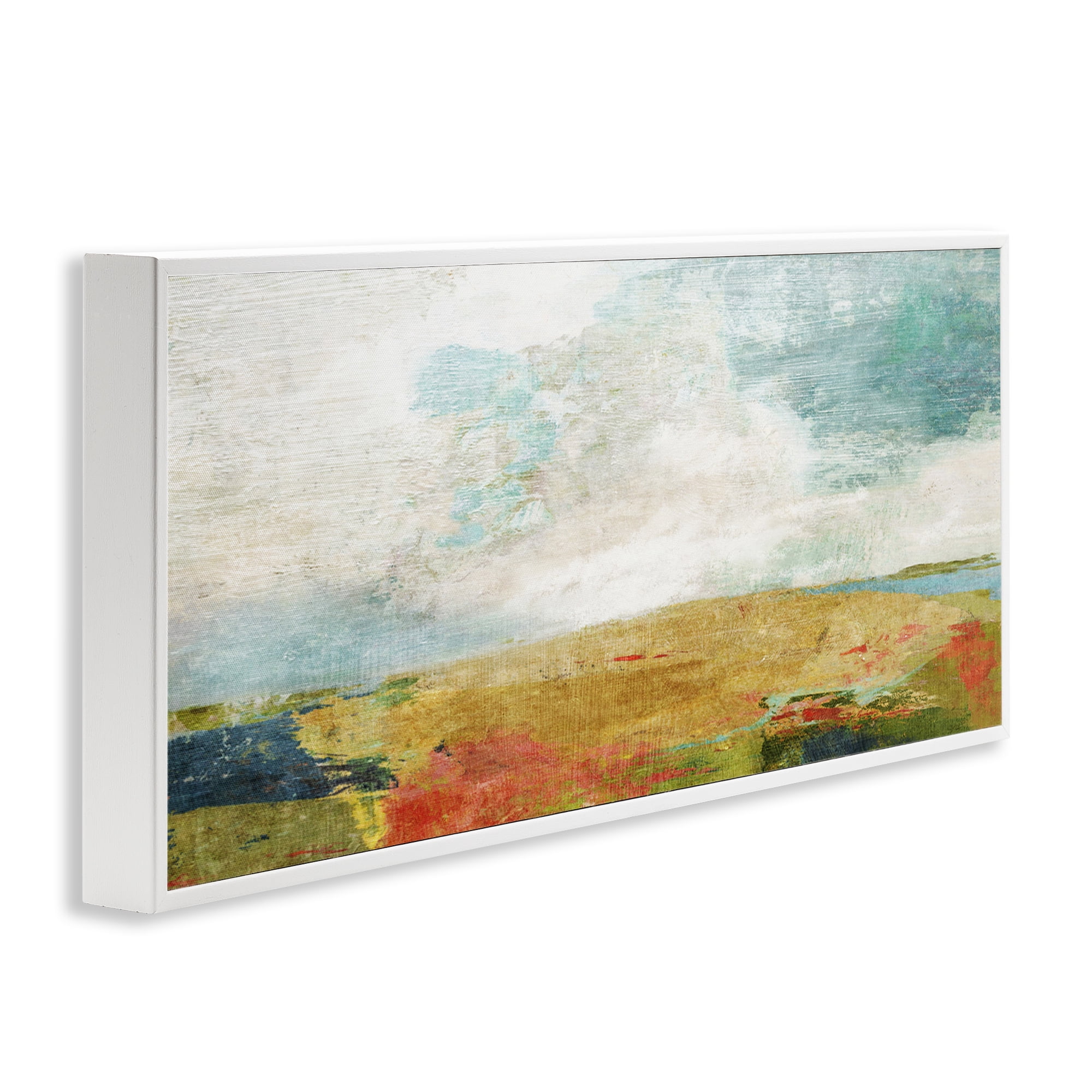 Stupell Industries Rural Country Hills Impression Abstract Painting White Framed Art Print Wall Art, 30 x 13
