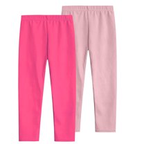 Lmnyox Girls 2 Pack Leggings Kids Lightweight Solid Full Length Tights Pants Stretchy Comfy Yoga Leggings