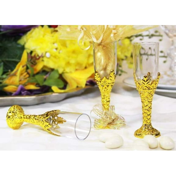 4.25 Inch Mini Plastic Champagne Cup Gold (12 Pieces)
