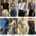 thumbnail image 2 of Camiseta básica de cuello redondo de algodón modal de primavera y otoño para mujer Camiseta interior de manga larga negra de otoño e invierno para mujer, 2 of 6
