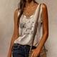 thumbnail image 1 of ICHUANYI Clearance Fashion Woman Sleeveless T-Shirt Summer Print Loose Blouse Tops(Khaki, S) ICHUANYI WER2023080817388, 1 of 9