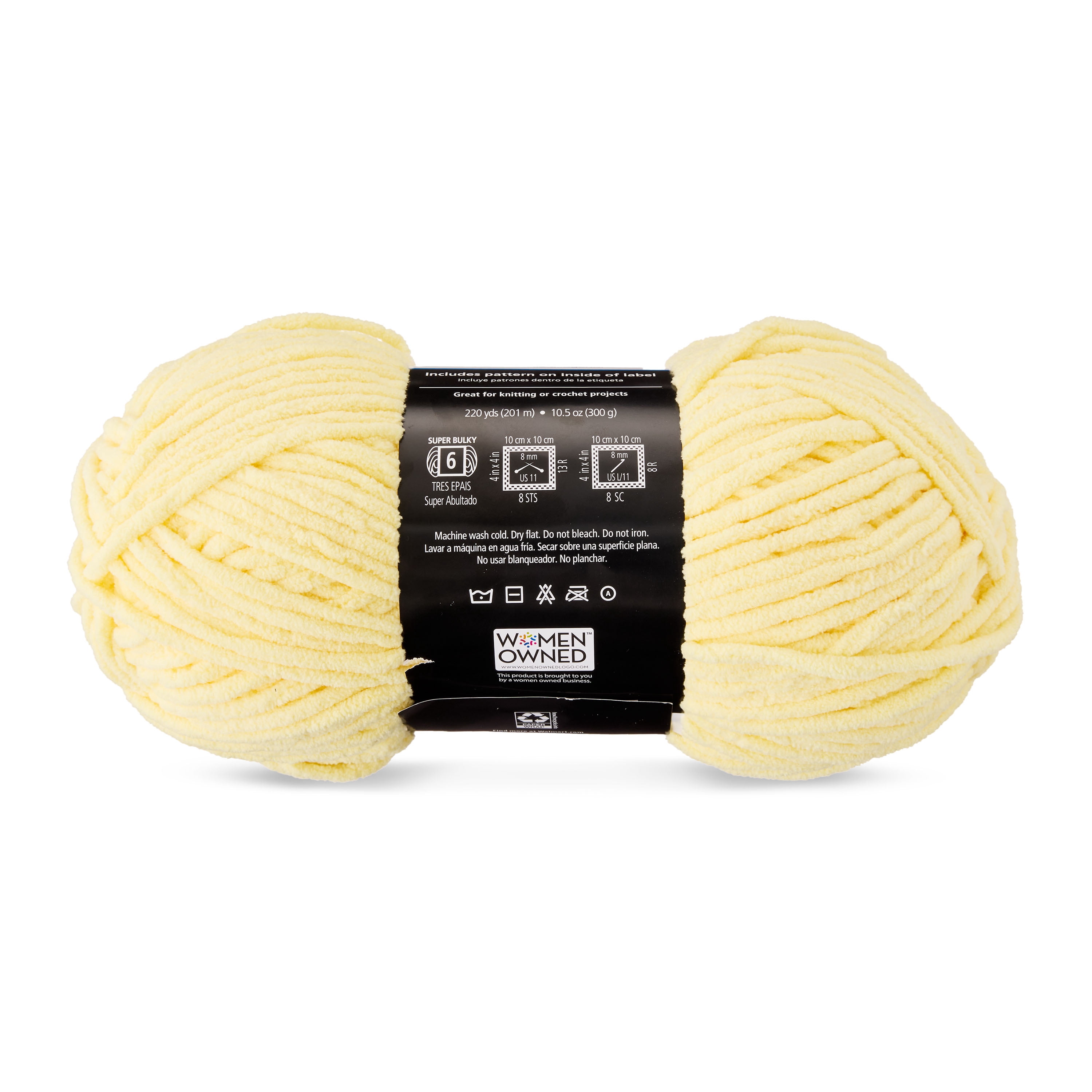 Mainstays Cozy Chenille, Bulky, 100% Polyester, Yarn, Lemonade, 220 yd, Pack of 4