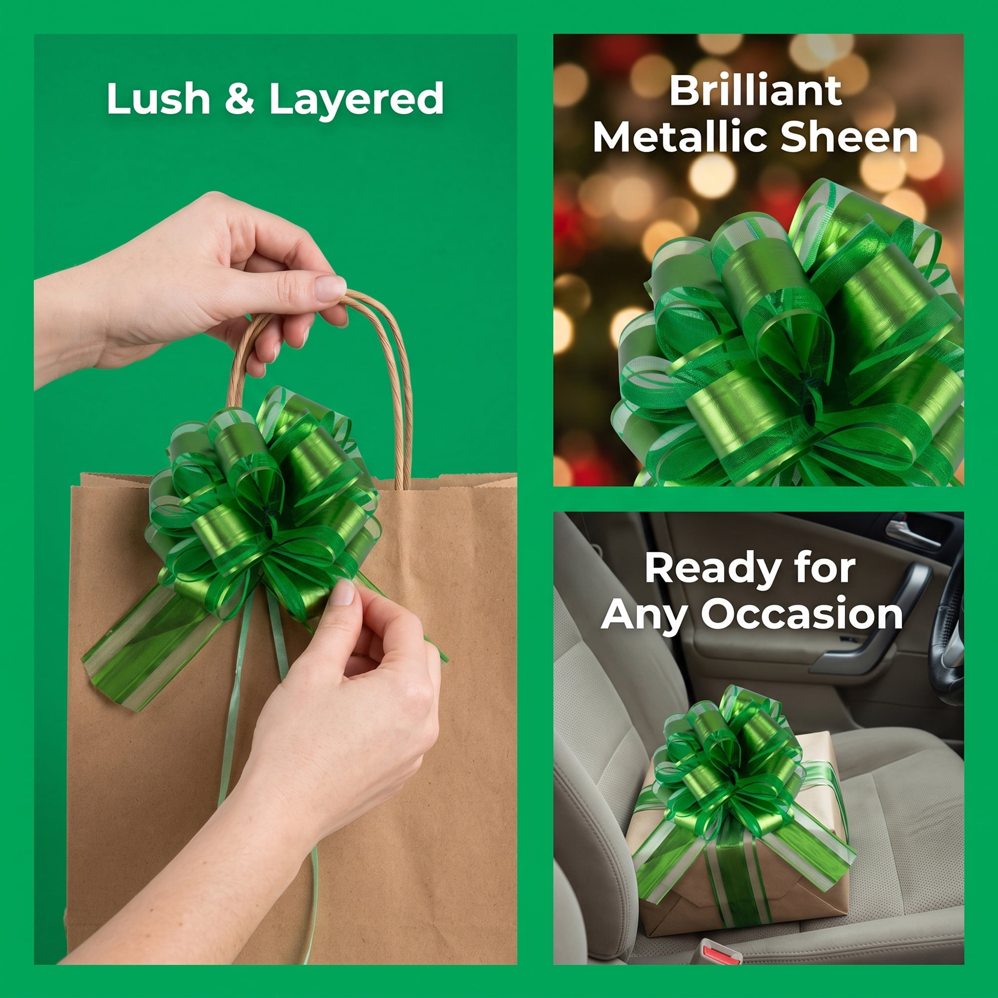 Unique Bargains Elegant Multi-Layered Star Bows for Gift Wrapping and Decoration Green