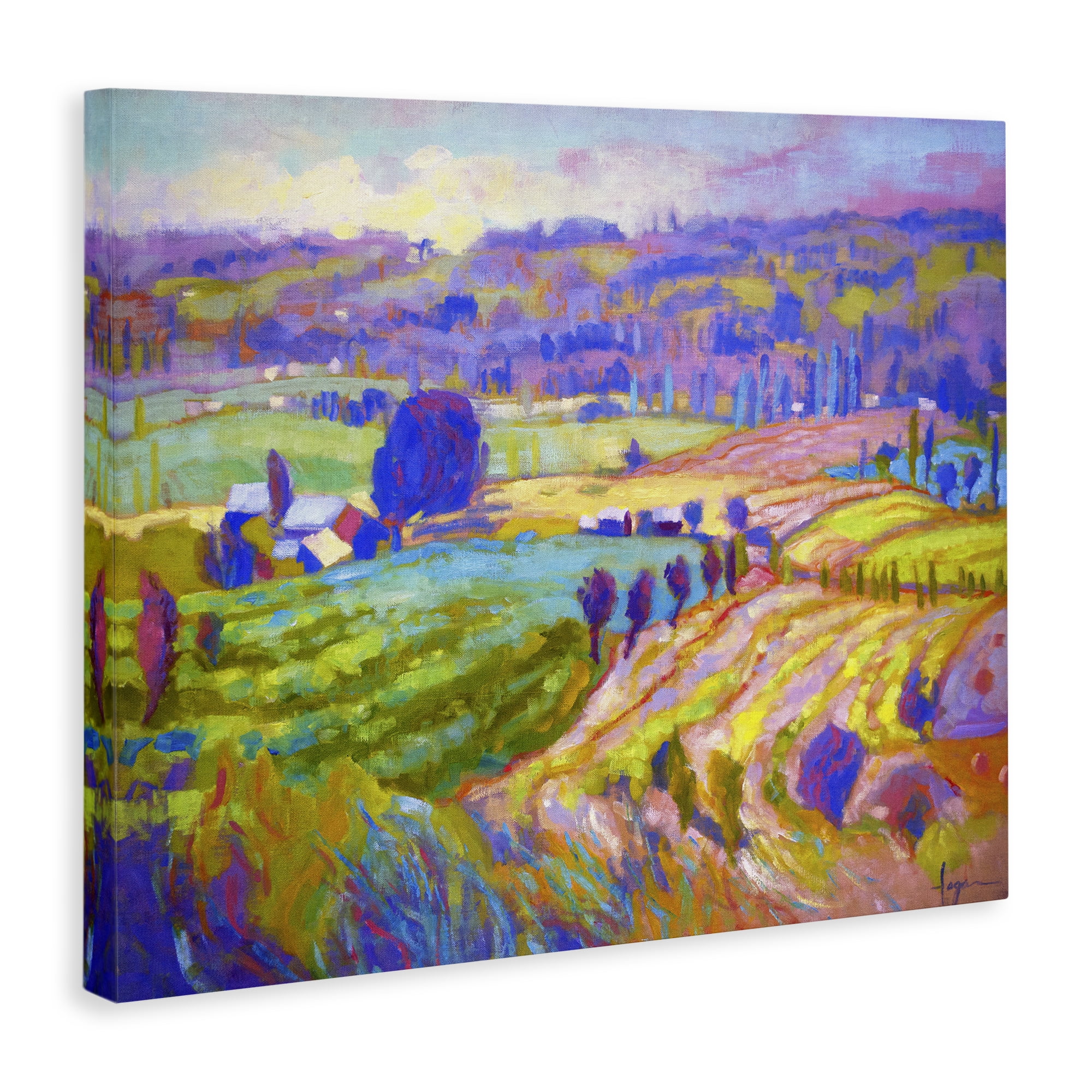 Stupell Industries Classic Farm Purple Accents Landscape & Nature Painting Wrapped Canvas Art Print Wall Art, 48 x 36