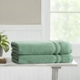 thumbnail image 5 of Mainstays Performance Cotton 2-Piece Bath Sheet Set, Oversized Super Soft Quick Dry Fade Resistant, Solid Green, 5 of 6