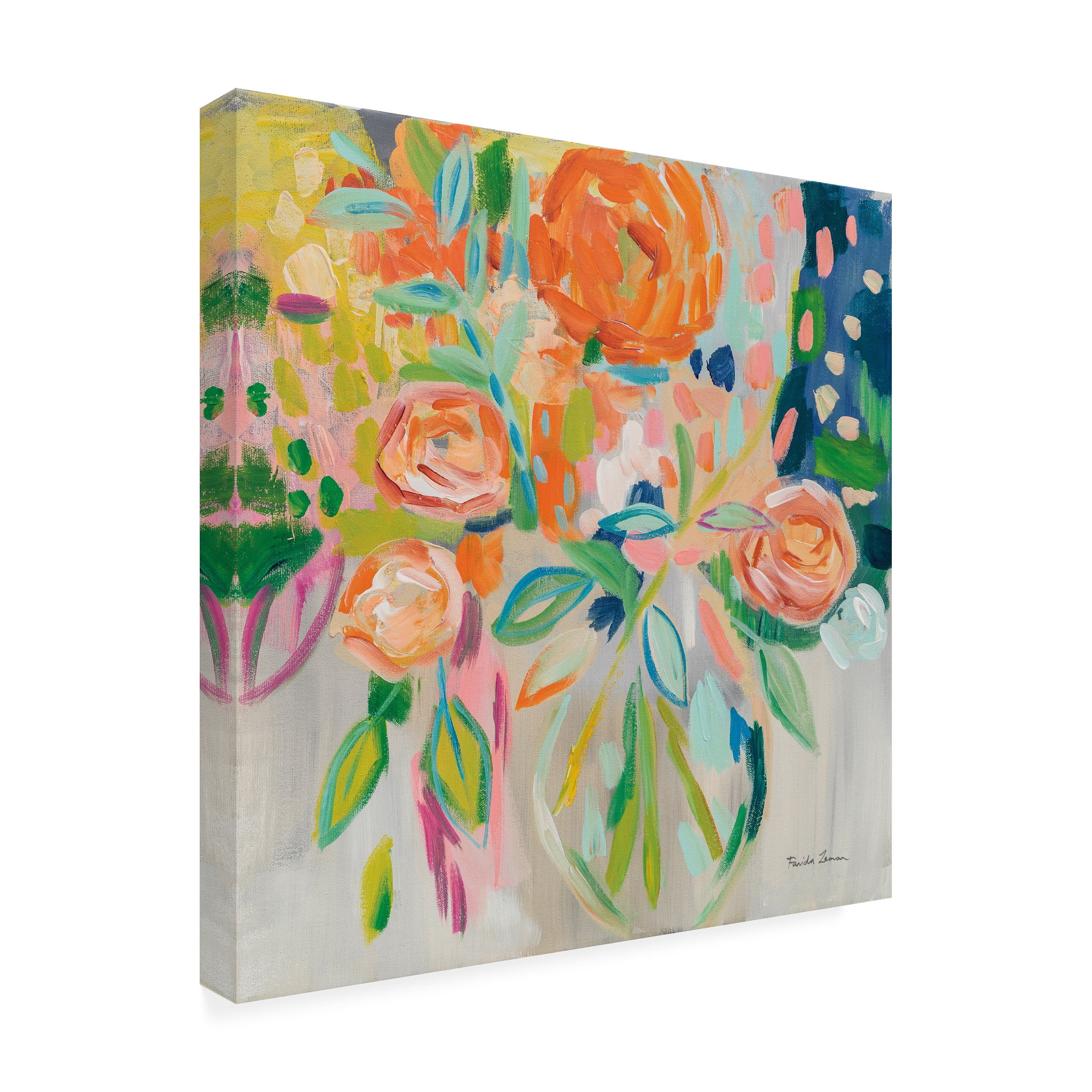 Trademark Fine Art Farida Zaman Summer Orange Floral Canvas Wall Art - 24x24