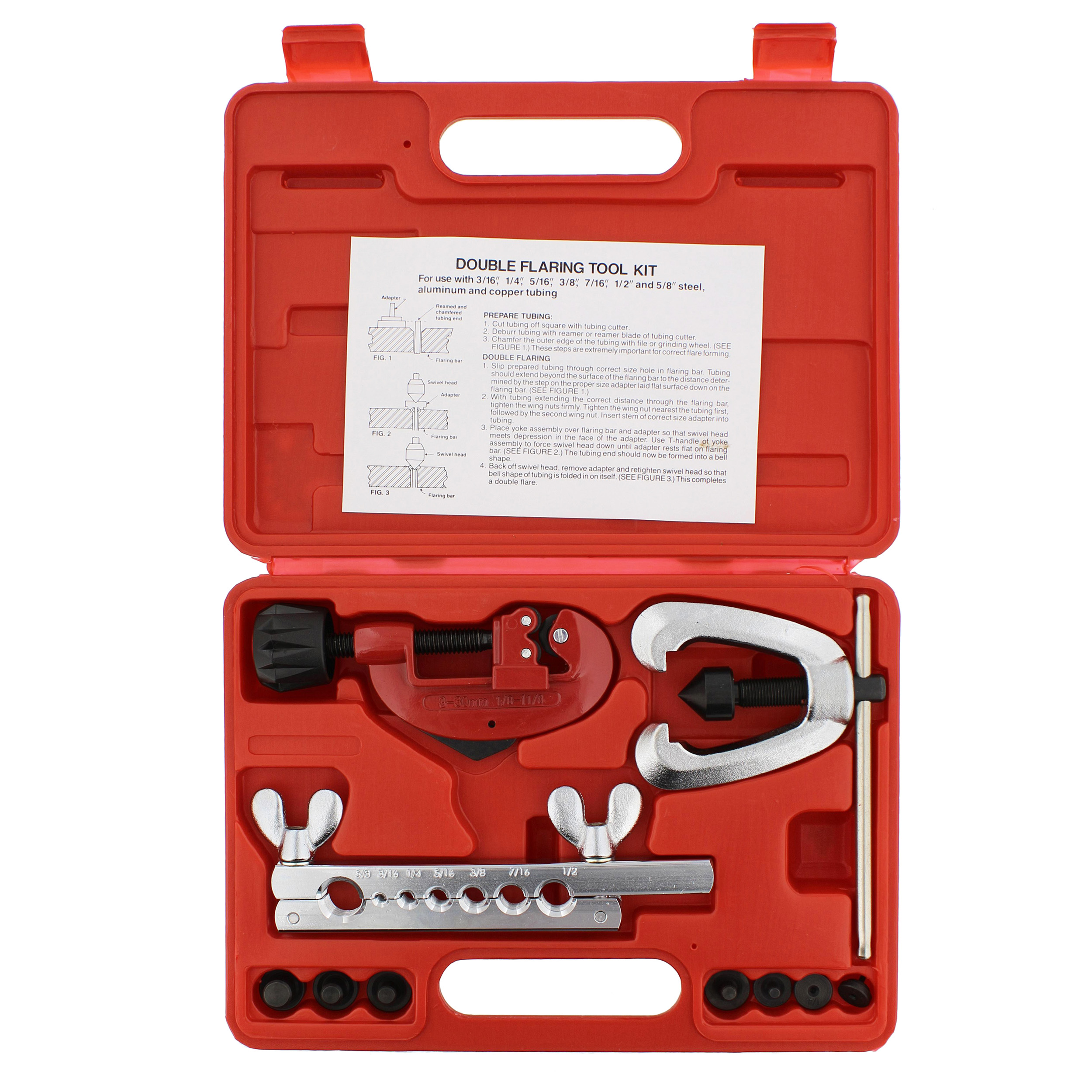 Double Flaring Brake Line Tool Kit Tubing Car Truck W/ Adapter