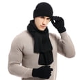 thumbnail image 2 of Conjunto de gorros y guantes para hombre, bufandas de lana de punto, bufandas de Color sólido, Otoño e Invierno, 2 of 4