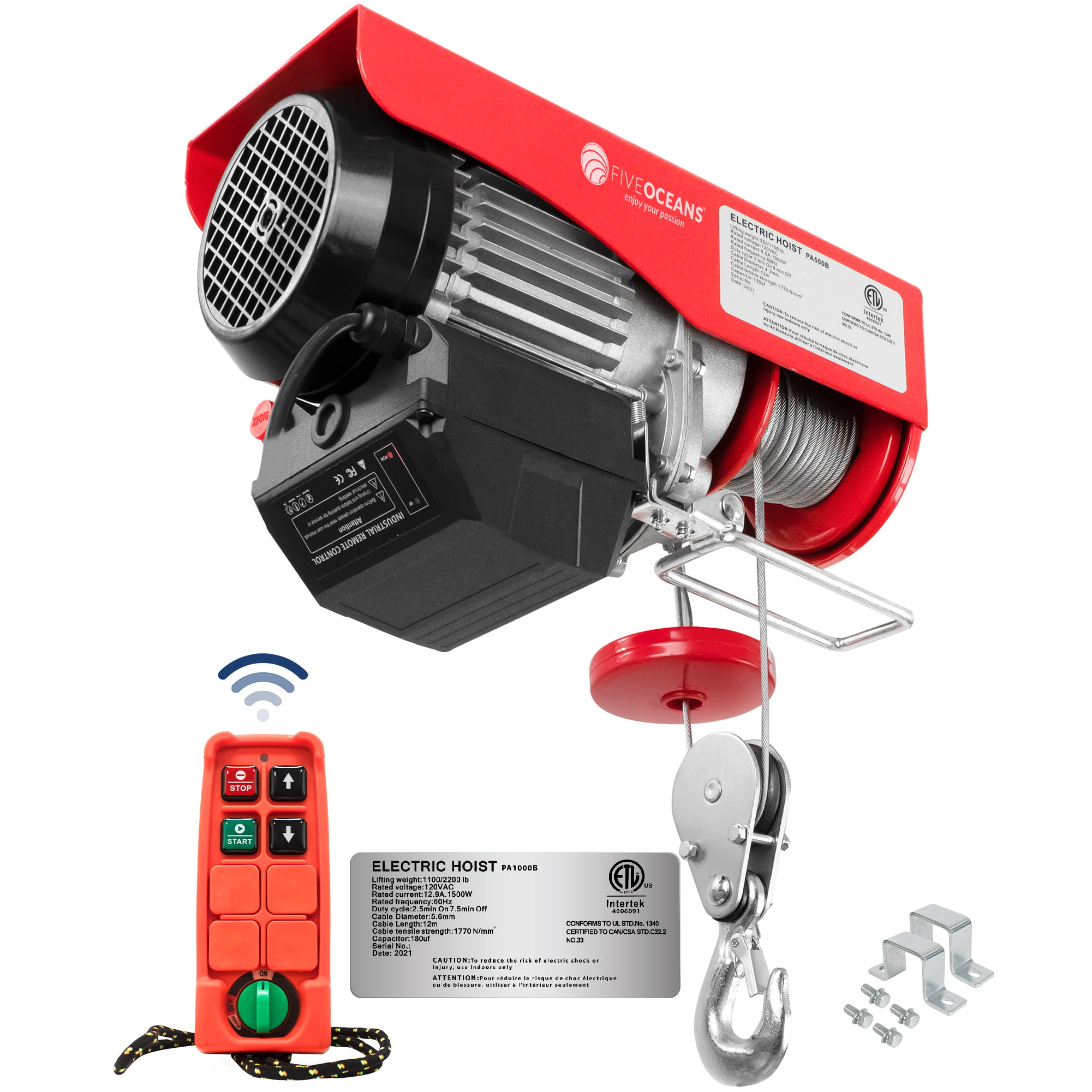 New 440LBS USA Standard UL Approved Electric Hoist with emergency button