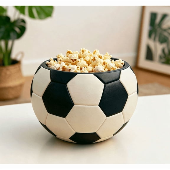 Luoshdecor Decorative Soccer Ball Popcorn Bowl/Candy Dish,Black & White 5.9"x3.9"