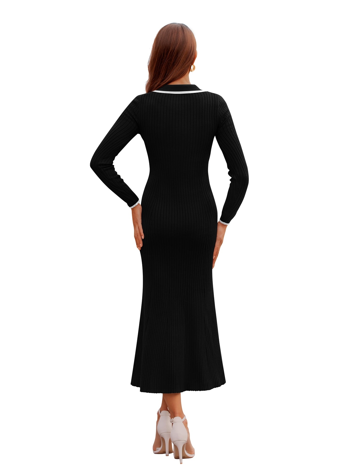 PRETTYGARDEN Women's Long Sleeve V-neck Dress, Sizes S-XXL