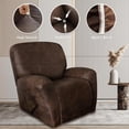 thumbnail image 5 of Leather Look Recliner Chair Covers Stay in Place 4-Piece Lazy Boy Recliner Slipcovers for Reclining Chair Furniture Protector Spandex Fabric Washable (Large, Dark Brown), 5 of 15