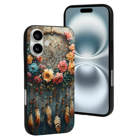 Compatible with Iphone 16 Case - Cute Soft Floral Dreamcatcher Elegance Silicone Case Compatible with Iphone 16 Phone Case for Women Men