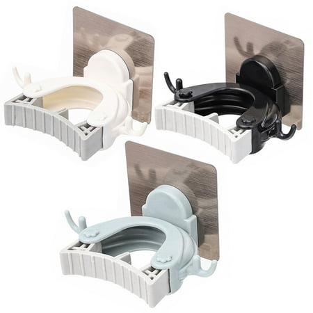 

HOMEMAXS 3 Pcs Multifunctional Mop Holder Punch-free Broom Hook Practical Mop Clip