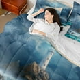 thumbnail image 4 of Manfei Cyan Ocean Marine Twin Bedding Sets 7-Piece for Teen, Coastal Lighthouse Bedding Comforter Set, Nautical Sheet Sets, Super Cozy Room Decor, 4 of 7