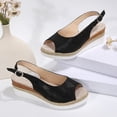 thumbnail image 6 of DIVVce Wedge Sandals For Women Slingback Peep Toe Espadrille Comfortable Adjustable Buckle Summer Casual Footwear, 6 of 8